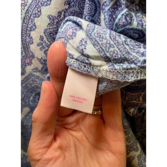 Victoria's Secret Women Small Romper Pajama Blue Paisley Spaghetti Straps - Picture 11 of 13